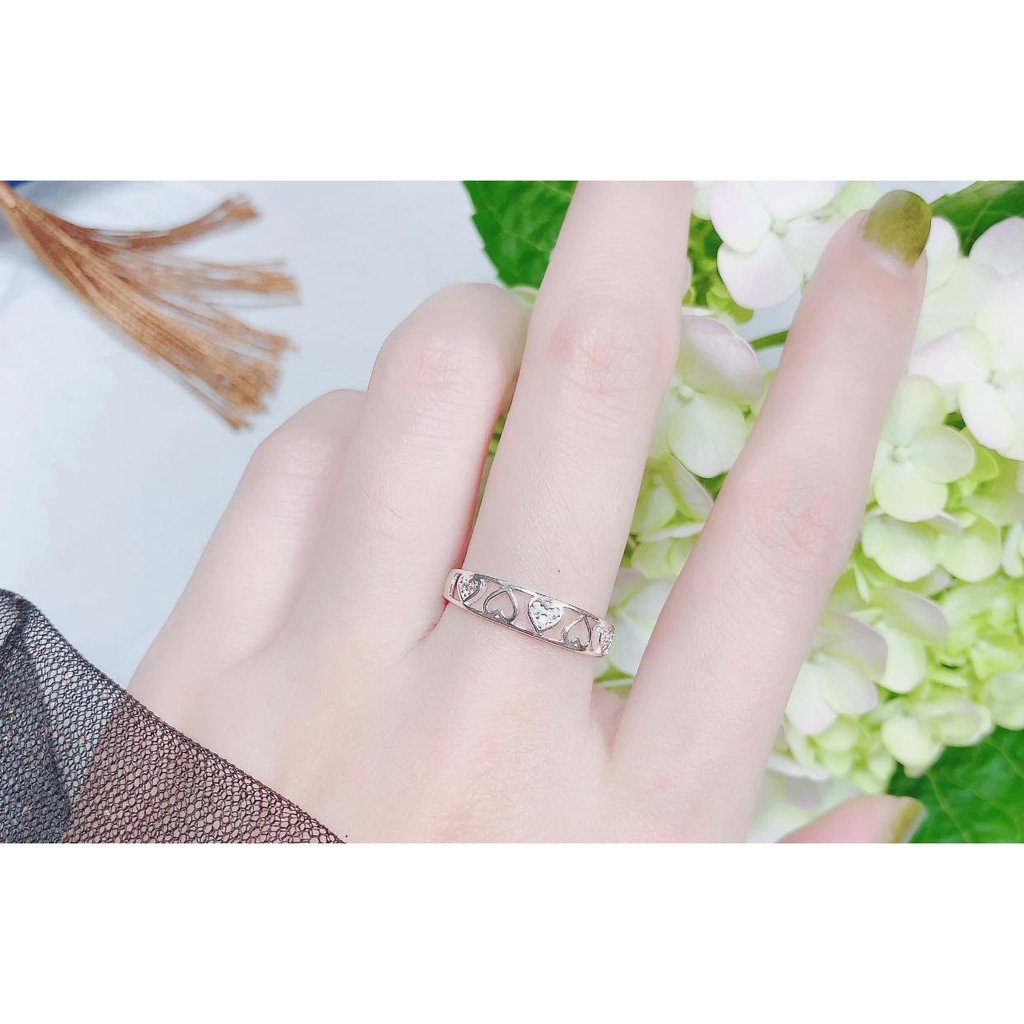 Nhẫn nữ bạc ta - tặng kèm hộp đựng - nhẫn đính đá sáng bóng sang chảnh - Trang Sức Bạc 9999