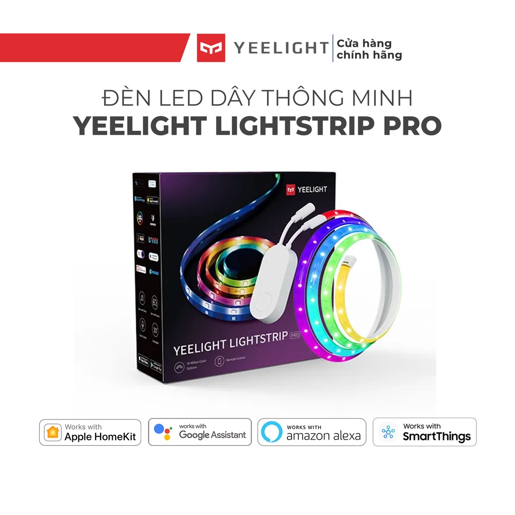 Hỏa Tốc HN- Đèn Led Dây RGB Yeelight Lightstrip 1S, dây led đổi màu theo nhạc, Đèn LED 16 triệu màu, dài 2m