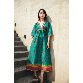 [Kèm feedback] Đầm vintage cổ V cánh dơi Asago