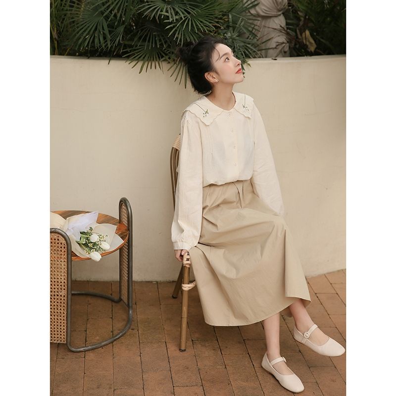 ÁO SƠ MI VINTAGE CỔ THÊU HOA PHONG CÁCH HÀN QUỐC