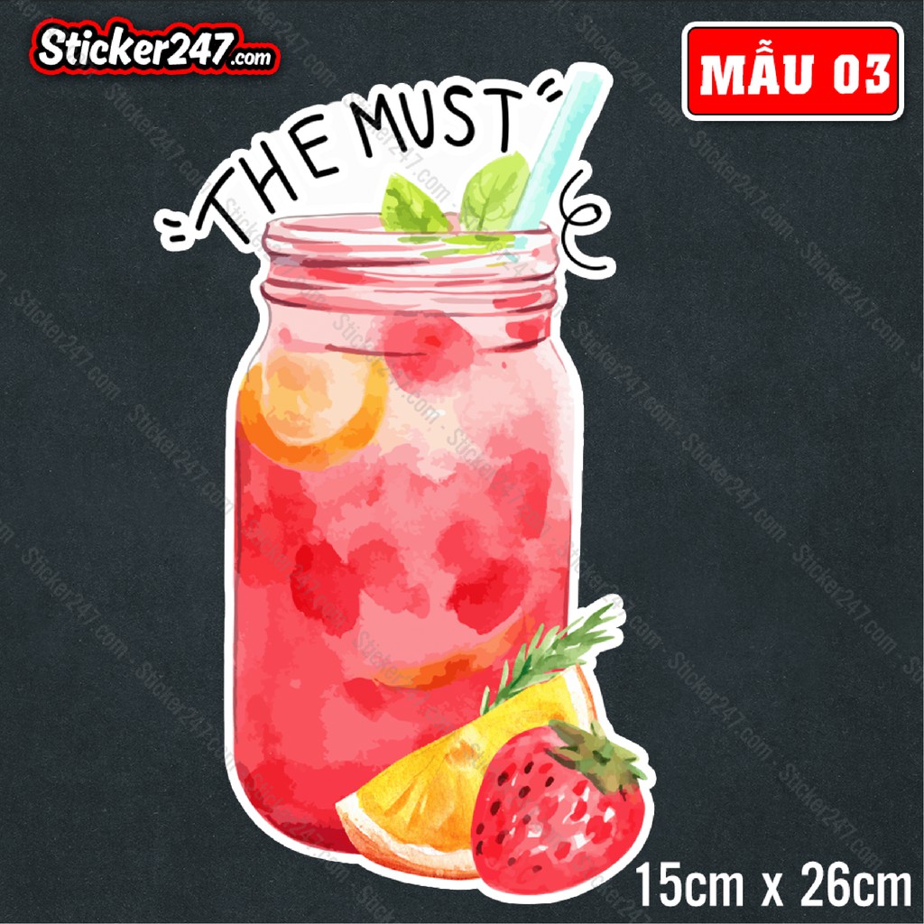Sticker size lớn ly nước ép, sinh tố, trà sữa 𝑭𝒓𝒆𝒆𝒔𝒉𝒊𝒑 decal trang trí quán cà phê, trà sữa, quán ăn, dán tường, quầy