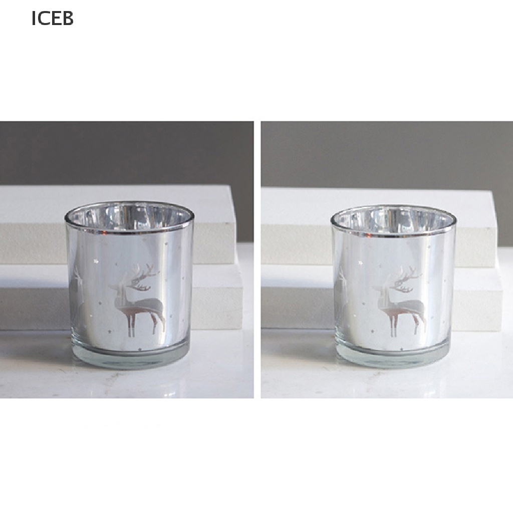 Ic Hũ Thủy Tinh Rỗng Đựng Hương Thơm Thủ Công Họa Tiết Tuần Lộc Giáng Sinh Màu Bạc Trang Trí Nội Thất