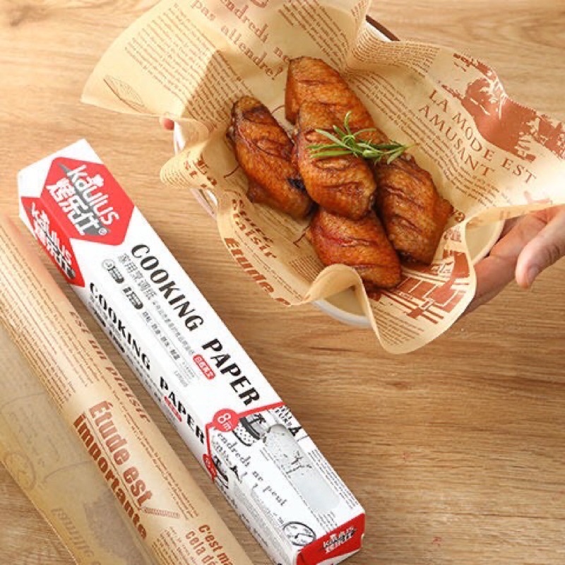 Giấy thấm dầu,Cuộn giấy thấm dầu ăn hút mỡ một mặt in chữ chịu nhiệt cao chống ẩm chống thấm kích thước 30cm *8m | BigBuy360 - bigbuy360.vn