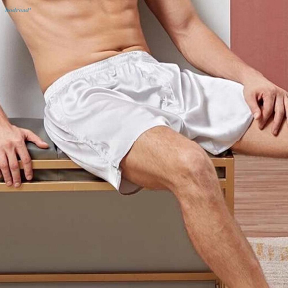 Quần sooc boxer dáng rộng chất liệu lụa satin thời trang mặc ngủ cho nam