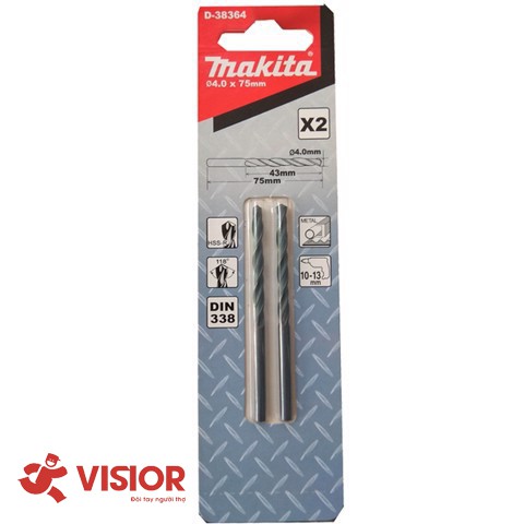 MŨI KHOAN KIM LOẠI HSS-R (2 cái) 4mm MAKITA D-38364