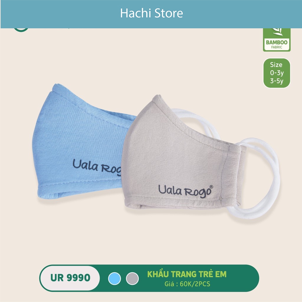 Khẩu trang vải cao cấp cho bé Ualarogo set 2 chiếc/hộp