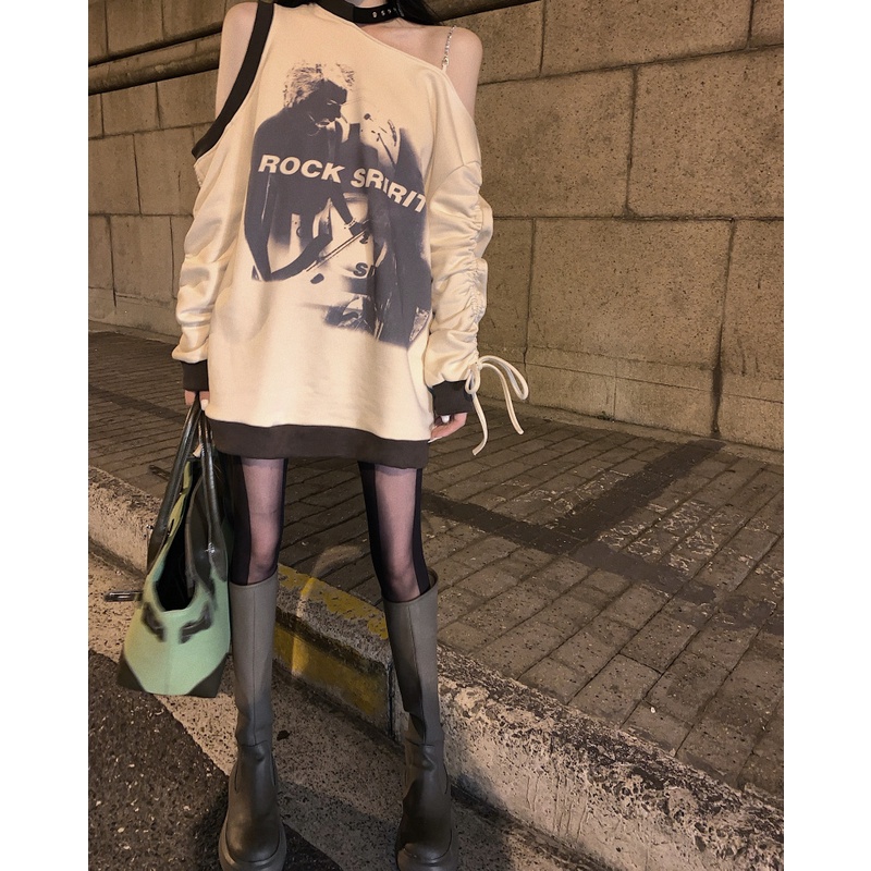 IELGY Áo sweater dáng rộng thời trang sành điệu cho nữ