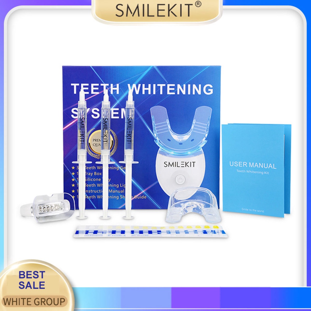 Máy làm trắng răng tại nhà Smile Kit, Bộ tẩy răng bằng gel thiên nhiên hiệu quả, lên tone sau 7 ngày, TẶNG KEM ĐÁNH RĂNG