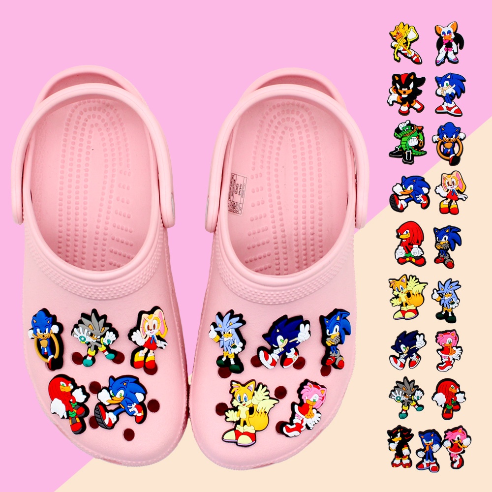 Sonic Crocs Jibbitz Shoe Charms Chủ đề trò chơi hoạt hình 1000 Mẫu Lựa DIY Chọn Phụ kiện giày dép trẻ em quà Giáng sinh pvc dễ thương Dép xăng đan decorate accessories