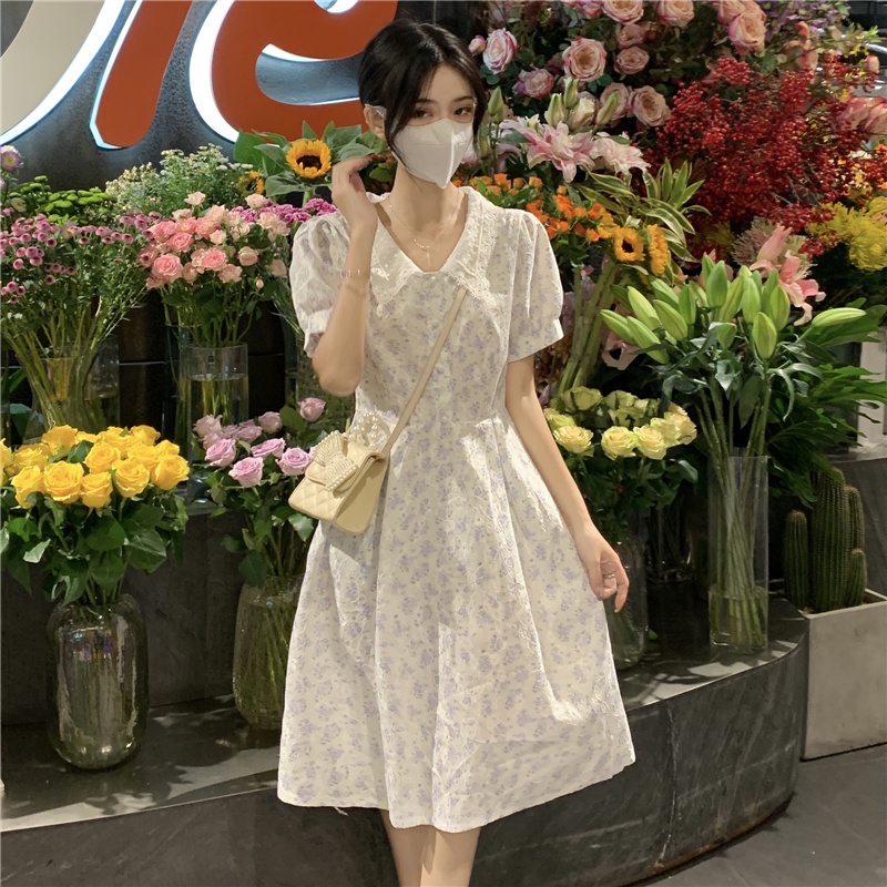 Đầm voan ZHELIHANGFEI hoa ngắn tay thời trang cao cấp dành cho nữ