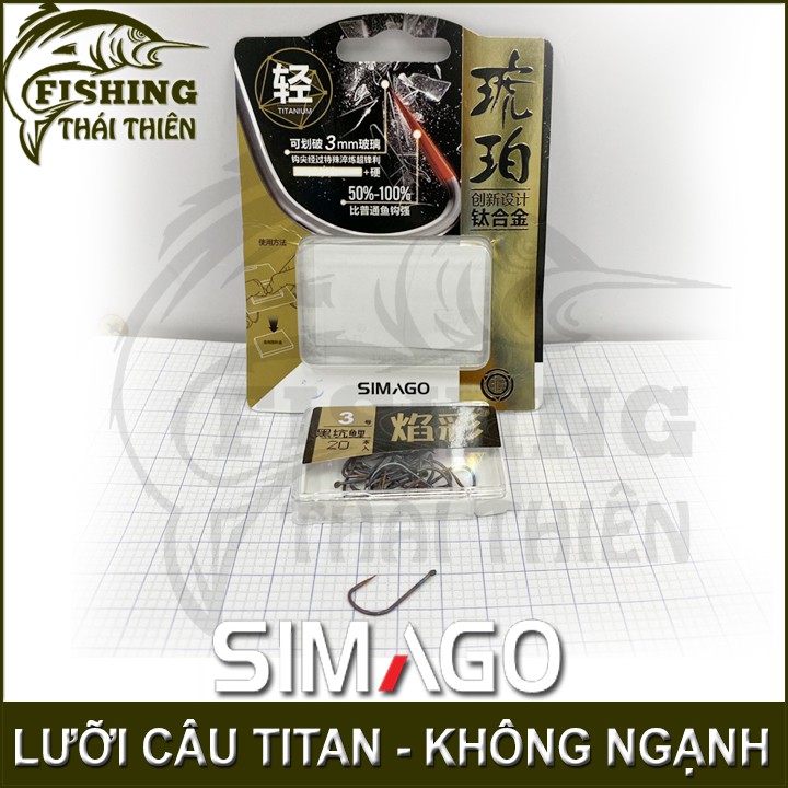 Lưỡi câu cá titan không ngạnh Simago vỉ 20 lưỡi siêu cứng, siêu bén