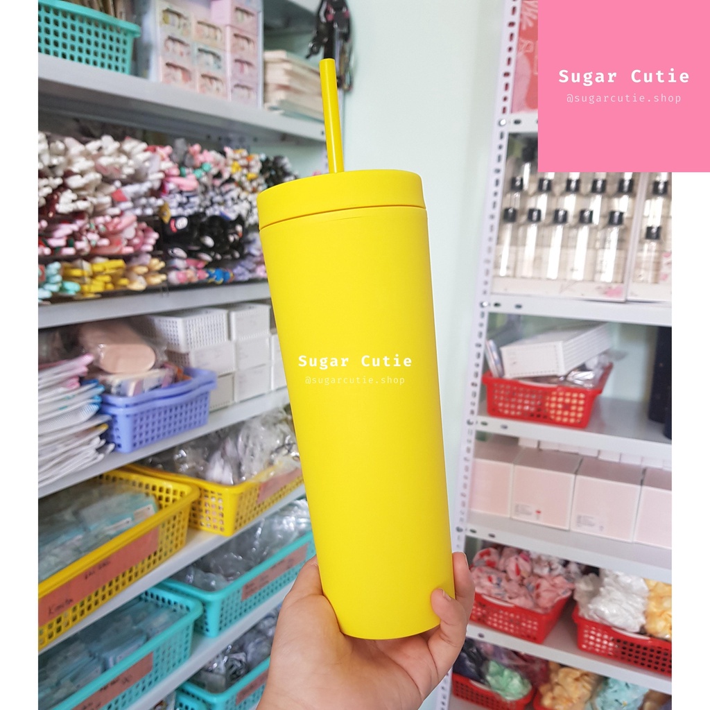 Ly giữ nhiệt Pastel 650ml dáng cao tặng kèm sticker 3D trang trí