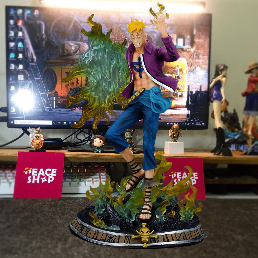 Mô hình Macro One Piece băng Râu Trắng Luffy Đảo Hải Tặc Figure giá rẻ decor trang trí bàn học bàn làm việc