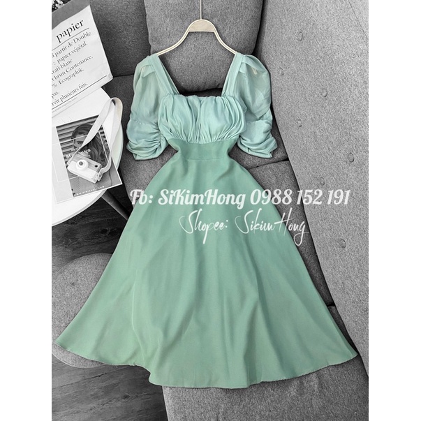 Đầm dài tiểu thư tay lở phối voan Loại trơn và 3 tầng( Ảnh shop chụp thật 100%) | BigBuy360 - bigbuy360.vn