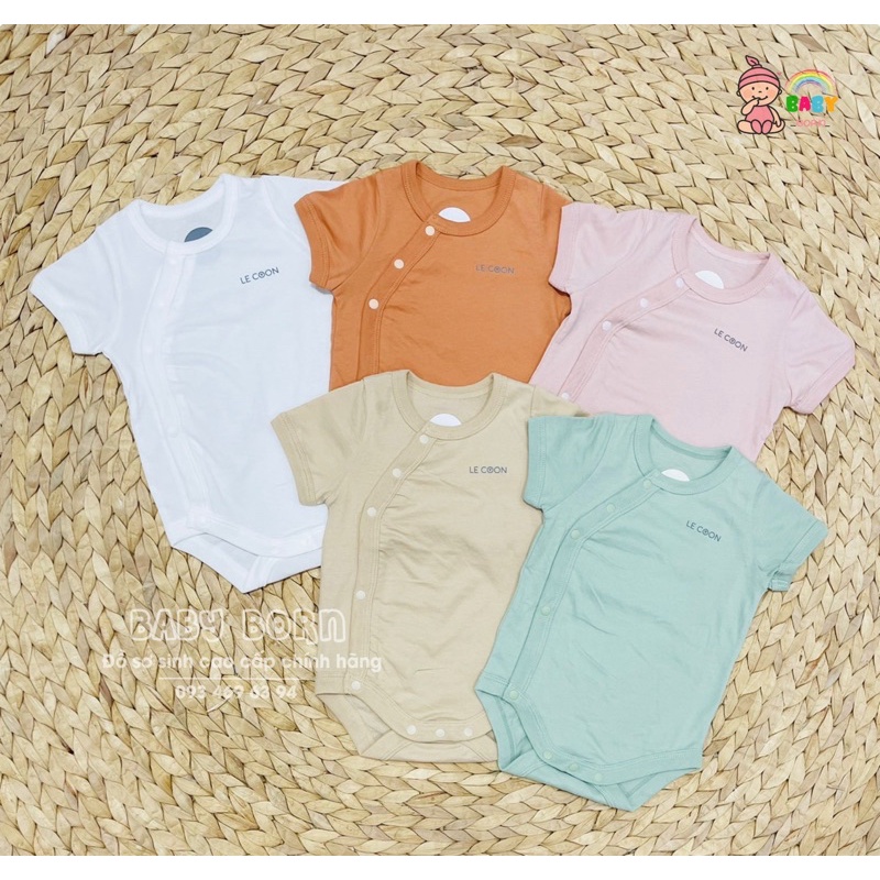 Bodysuit cúc bấm vạt chéo Le coon 100% cotton mềm mát cho bé LC0877
