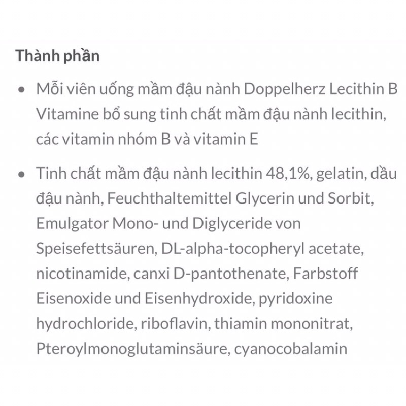 Viên uống mầm đậu nành Lecithin B Vitamine, 40v