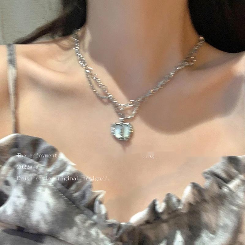 Vòng cổ Hai Lớp Đính Đá zircon Hình Trái Tim Sang Trọng Thanh Lịch