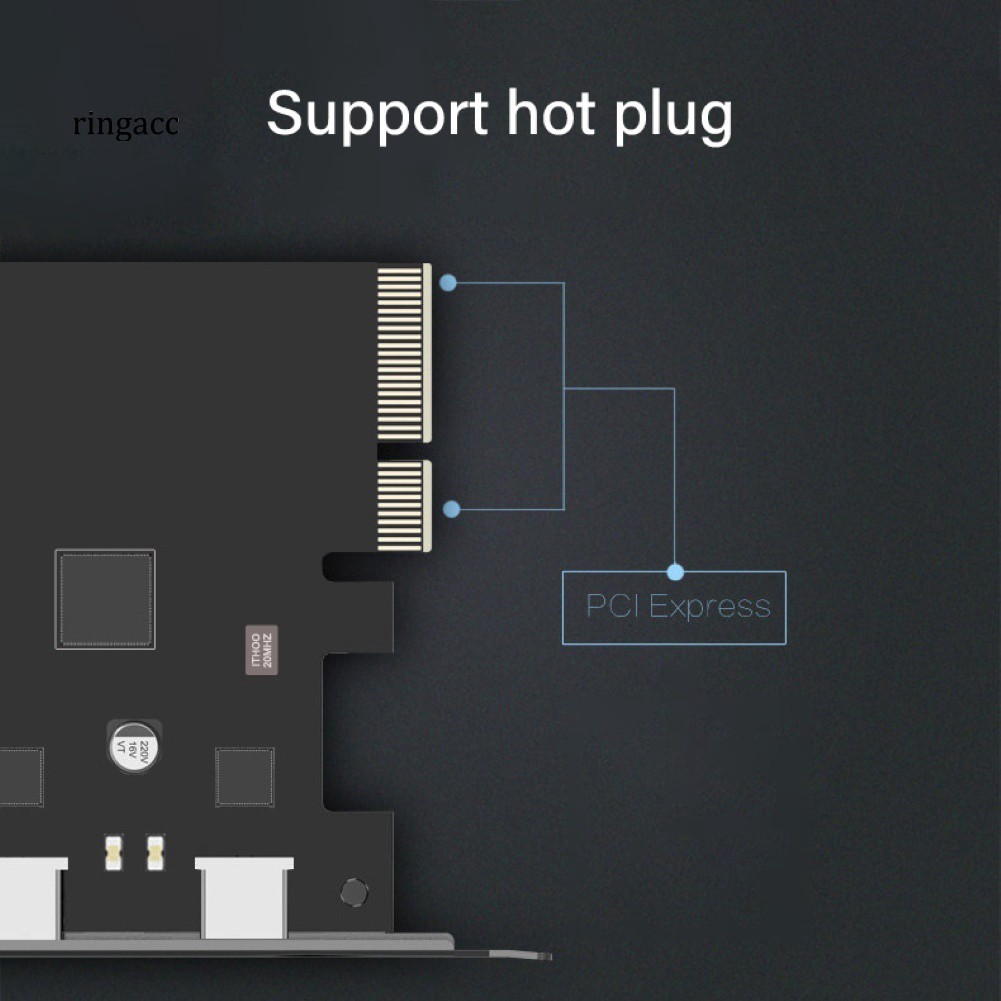 Card chuyển đổi mở rộng 10Gbps PCI Express X4 X8 X16 PCI-E sang 2 cổng USB 3.1 Type-C