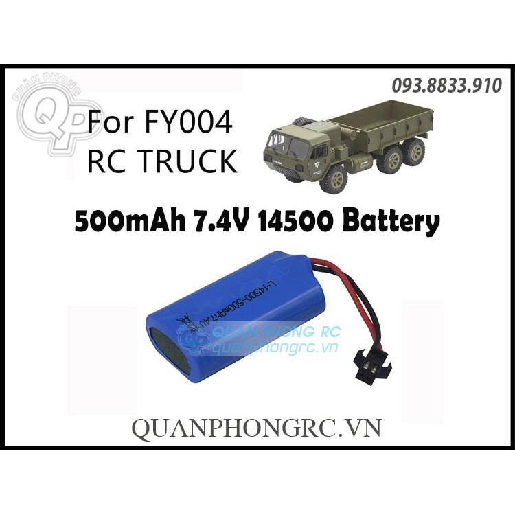 Pin 14500 500mAh 2S 7.4V LiOn Battery For F1 RC Jeep Cars (SM 3Pin)