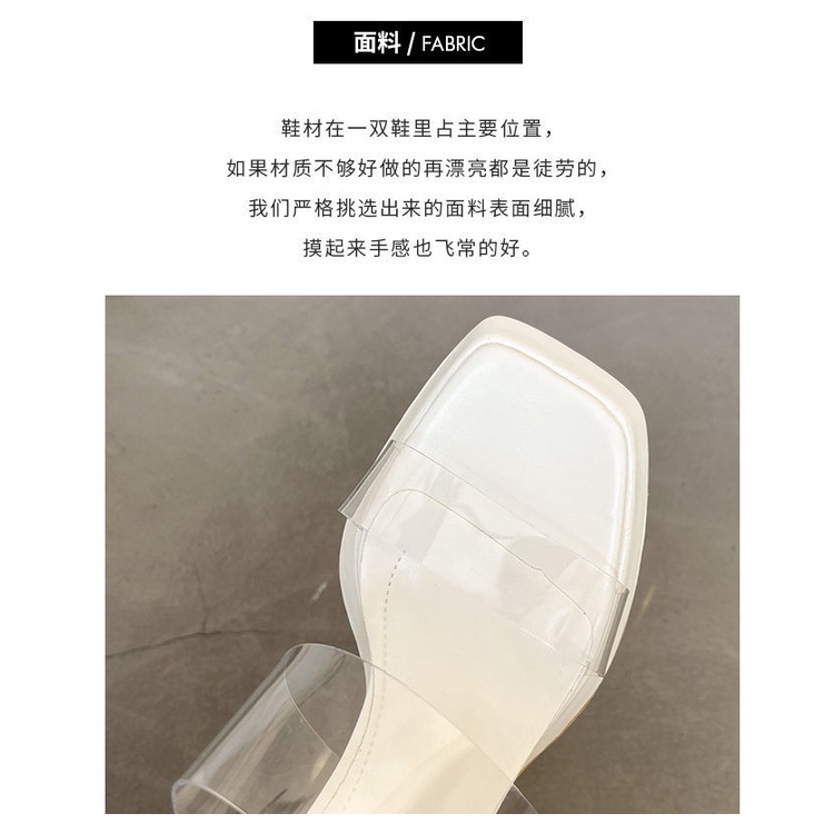 Dép Cao Gót Quai Ngang Trong Suốt Đế Dày Thời Trang Mùa Hè 2022 Cho Nữ