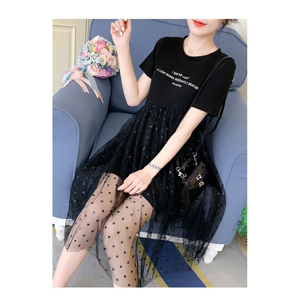 Váy bầu chất cotton pha ren siêu xinh cho mẹ bầu mặc đi làm đi tiệc W168