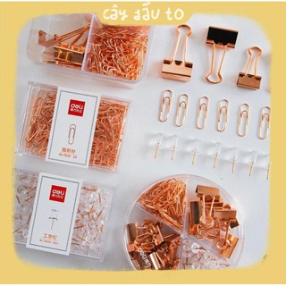 Set Đinh Ghim - Kẹp Giấy Rose Gold DELI