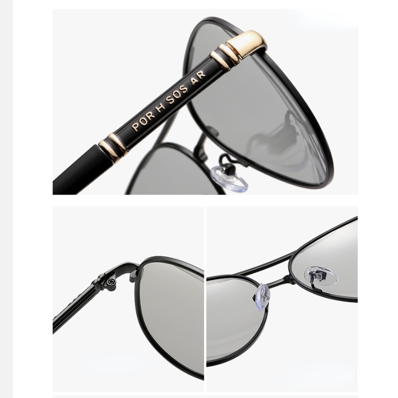 Kính Mát Phân Cực Gọng Kim Loại Thời Trang Cho Nam