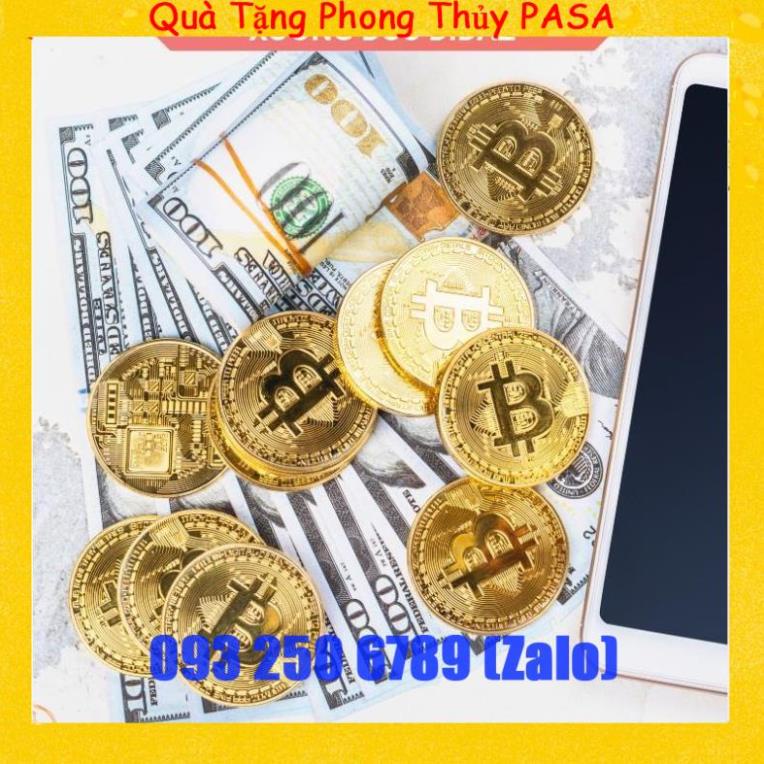 10 Đồng Xu Bitcoin mạ vàng, bạc 24k 1,5mm bền màu, chất mạ sáng, khó xước, kèm hộp đựng