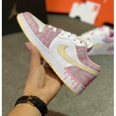 Giày Thể Thao Nữ Cổ Thấp Giày Nike Air Jordan 1 JD1 Low Hồng Vảy Sơn Full Box Bill