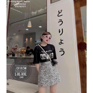 55-90kg bigsize set áo thun + chân váy beo s2021.25