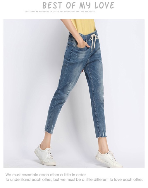 Quần jean baggy big size màu xanh lưng thun ống cào size lớn 70-105kg1