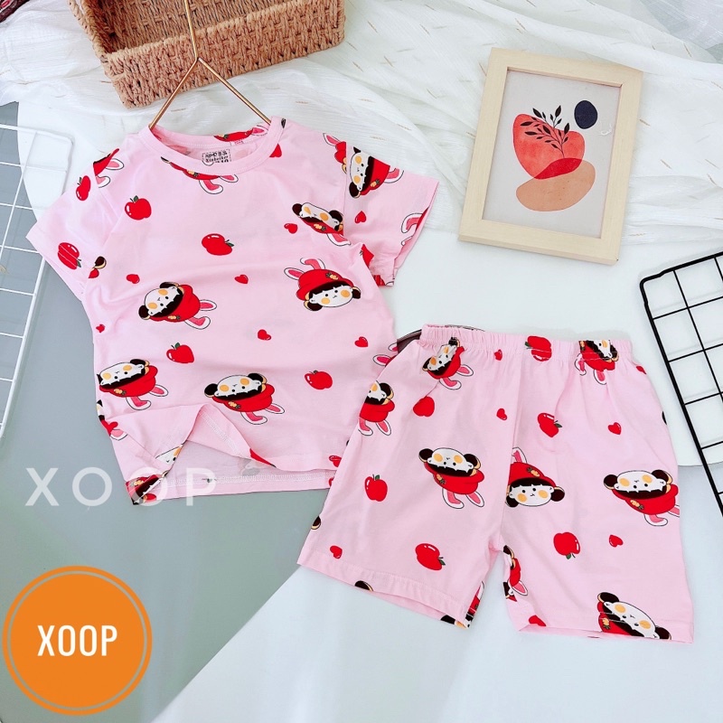Chọn Mẫu Size đại 3  Bộ cộc xuất hàn in tràn chất cotton lạnh hàng quảng châu cho bé trai bé gái