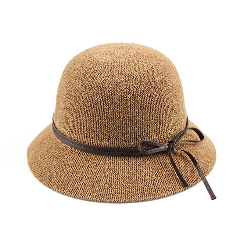 Nón Len Vành Rộng Màu Trơn Phối Dây P2052