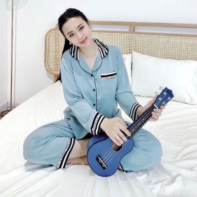 Đồ Bộ Pijama Tay Dài Lụa Mango Cao Cấp Hàng Có Size