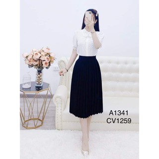 chân váy xếp ly dáng dài