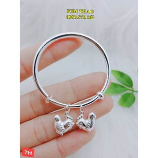 Vòng bạc cho bé S999 treo giáp gà