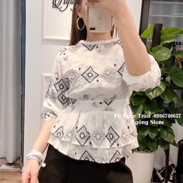 Áo bánh bèo hoạ tiết