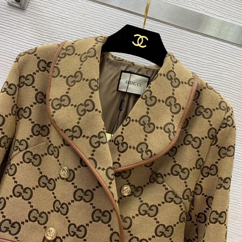 Bộ thời trang nữ thương hiệu Gucci GC cao cấp gồm áo khoác croptop và chân váy ngắn