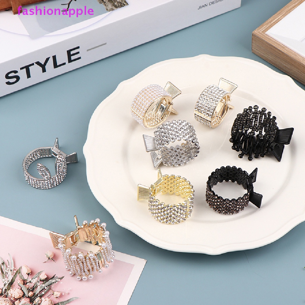 Kẹp Tóc Càng Cua Cố Định Tóc Đuôi Ngựa Đính Đá &amp; Ngọc Trai