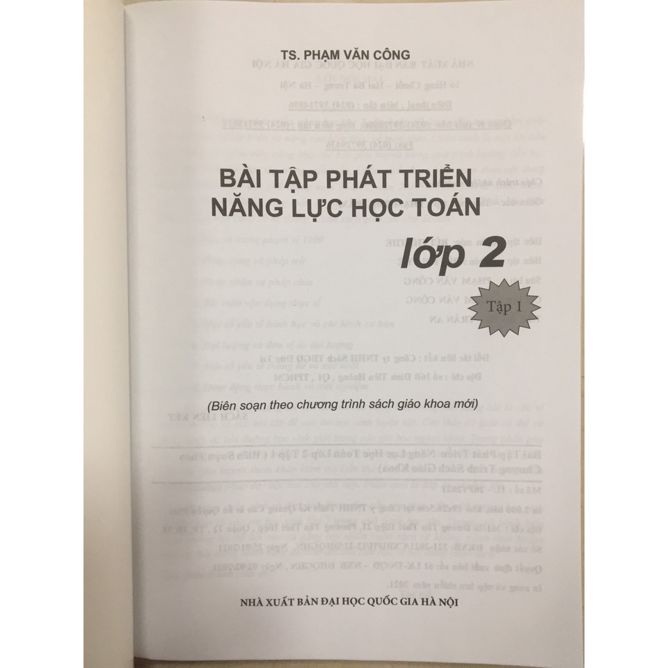 Sách - Bài tập phát triển năng lực học toán lớp 2 - Phạm Văn Công