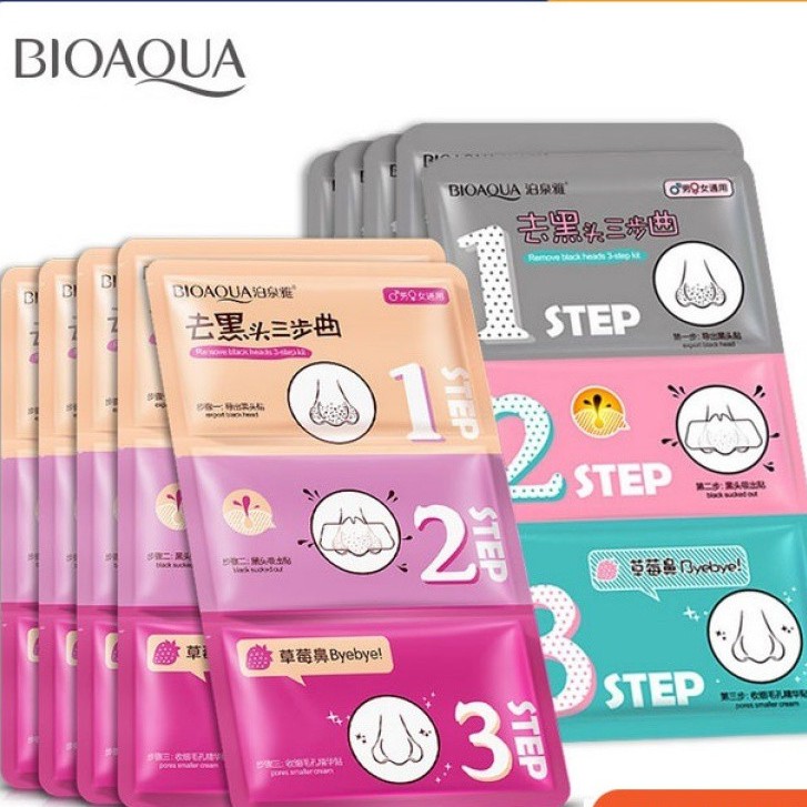 Set Mặt Nạ Lột Mụn Đầu Đen Bioaqua 3 Bước