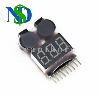 Báo pin 1-8S Lipo/Li-ion/LiMn/Li-Fe Battery Voltage Tester Low Voltage Buzzer Alarm