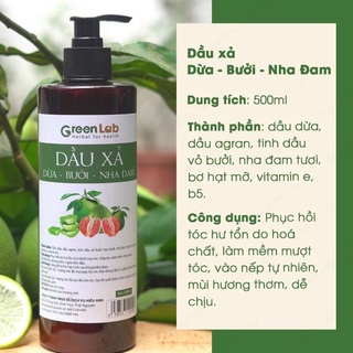 Dầu xả dầu bưởi nha đam giảm rụng tóc Greenlab