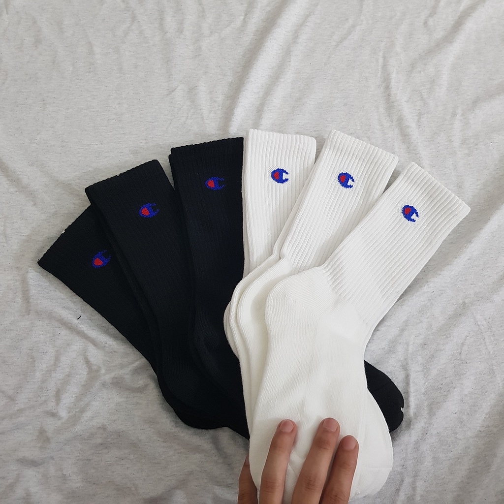 Tất thể thao Champion Cao cổ White/Black - SXMB3N