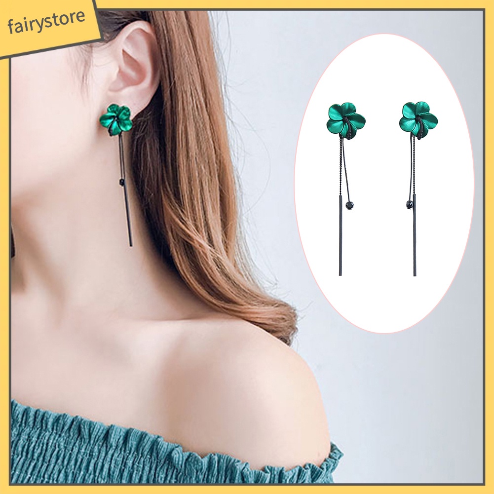 Khuyên Tai Dài Đính Hoa Phong Cách Hàn Quốc Thanh Lịch Dành Cho Nữ