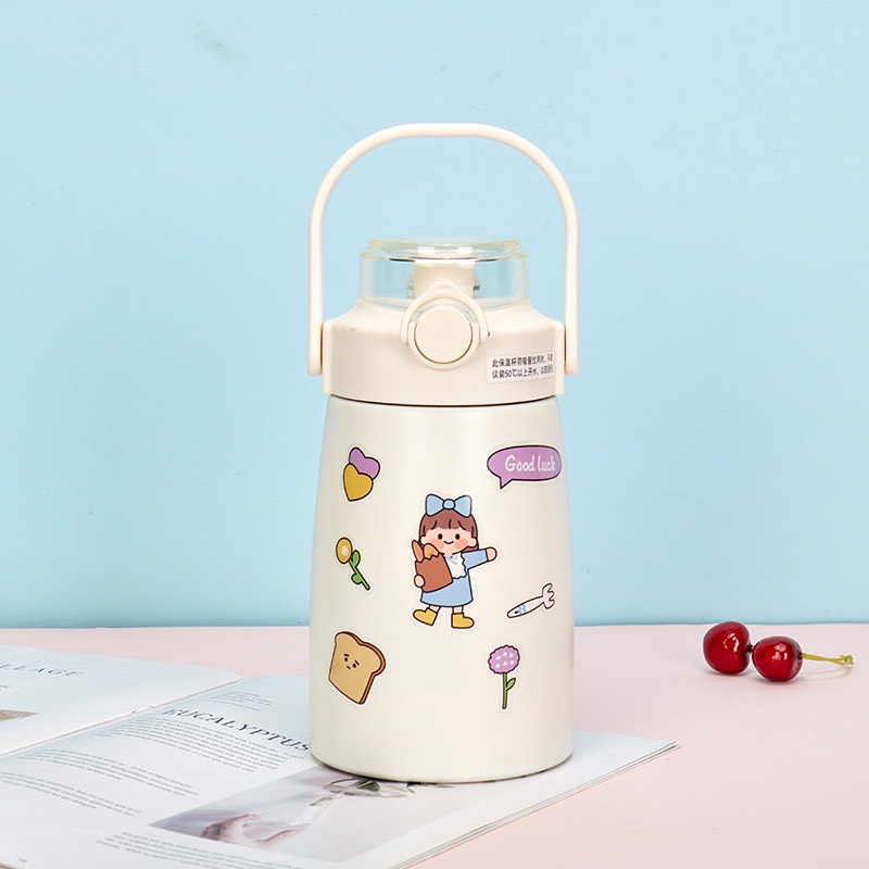Bình Nước Giữ Nhiệt Lõi Inox Kèm Sticker Dán Cute