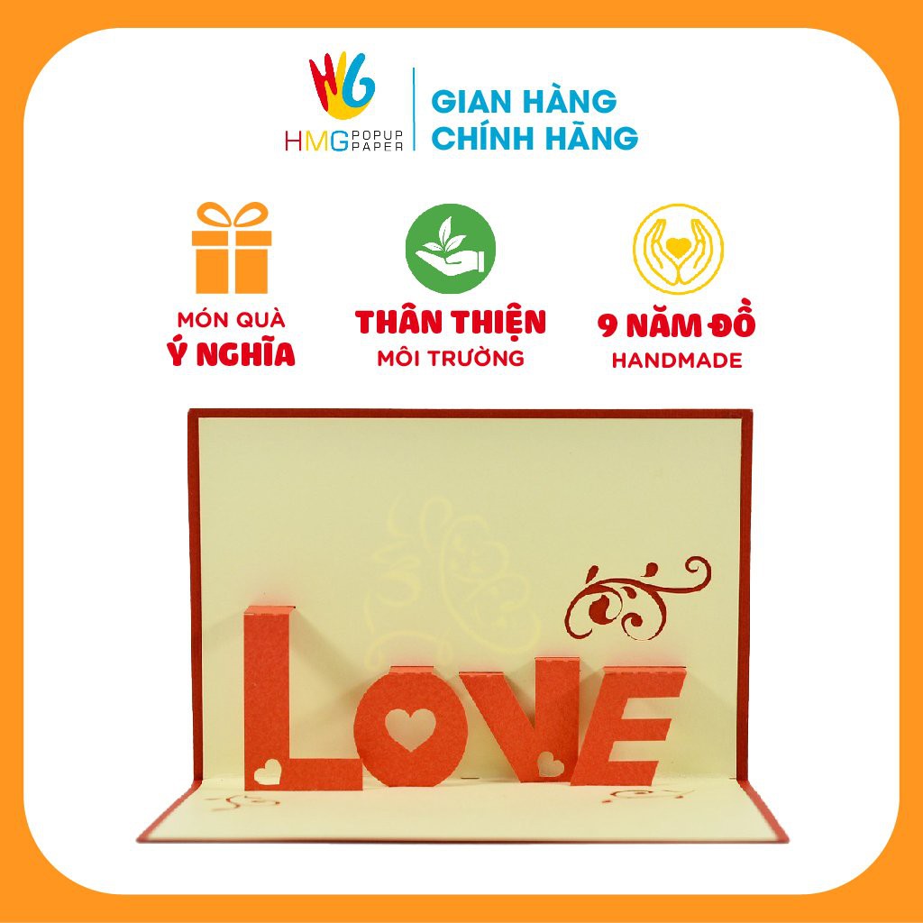 Thiệp Handmade 3D HMG Chủ Đề Về Tình Yêu Dành Tặng Cho Các Dịp Lễ, Ngày Kỷ Niệm, Size 10x15cm