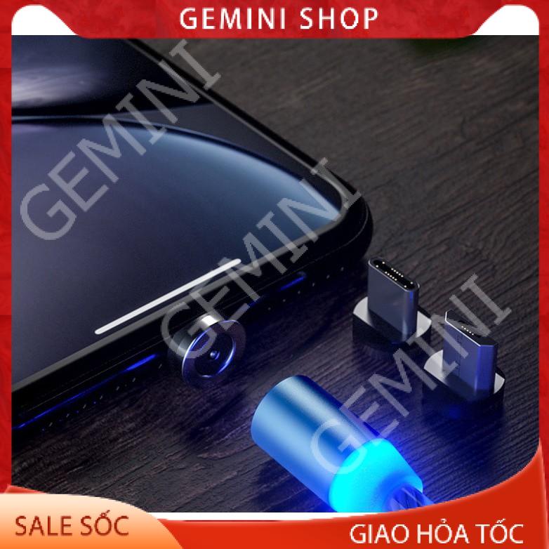 (Tặng 3 đầu sạc Dùng mọi ĐT IPType C Micro USB) Dây Cáp Sạc Nam Châm Phát sáng Xoay 360 Độ,Từ Tính