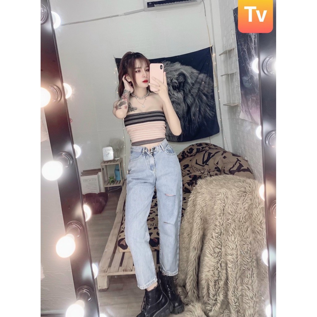 Áo ống croptop sọc ngang xinh xinh , chất thun bozip mềm mịn ( ảnh thật )