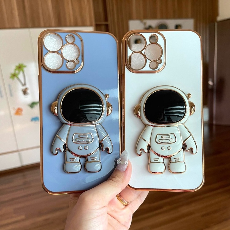Ốp điện thoại dẻo Phi Hành Gia có giá đỡ xem phim sang trọng cho các dòng iphone 7 8plus xsmax 11 11promax 12 13promax